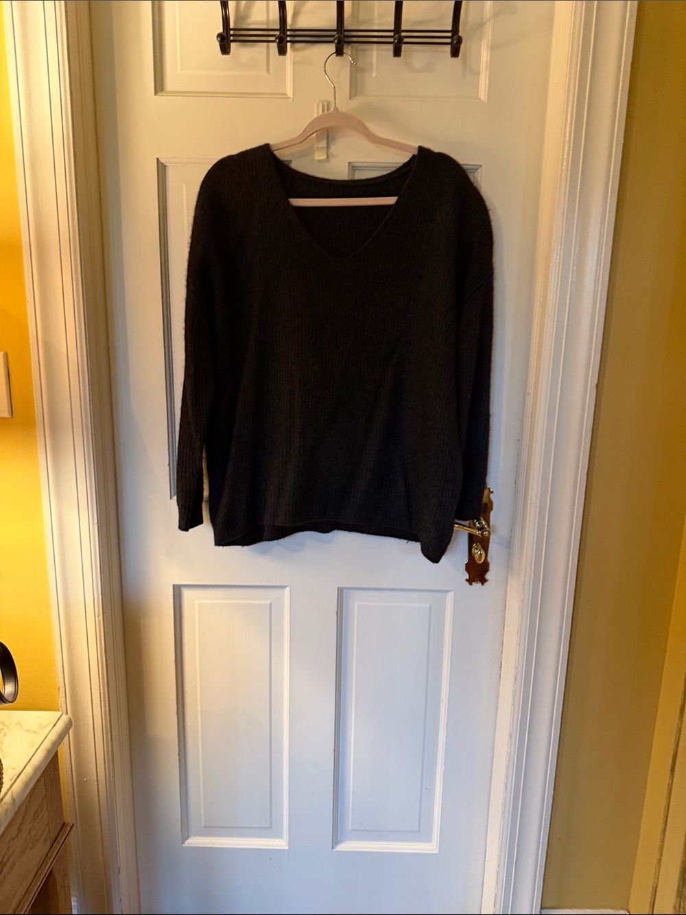 Jenni Kayne Black V-Neck Ribbed Sweater